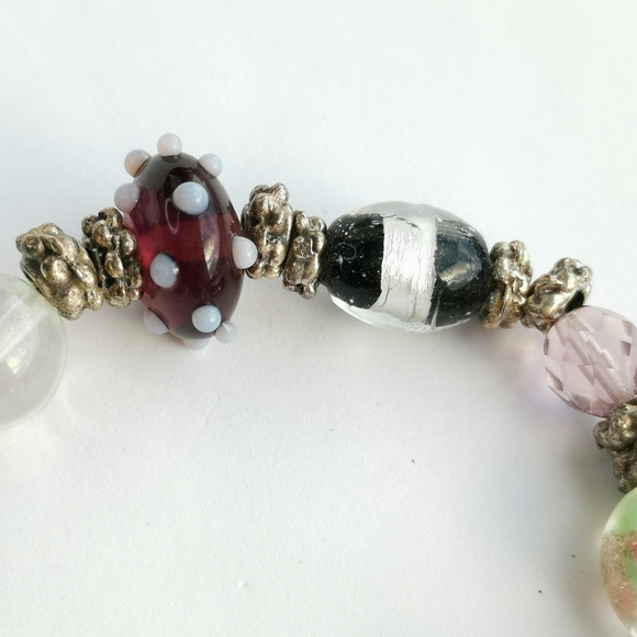 Czech Bead Purple Bracelet Stretch - Picture 3 of 3